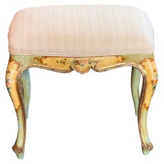 Vintage Italian Painted Stool with Floral Decoration