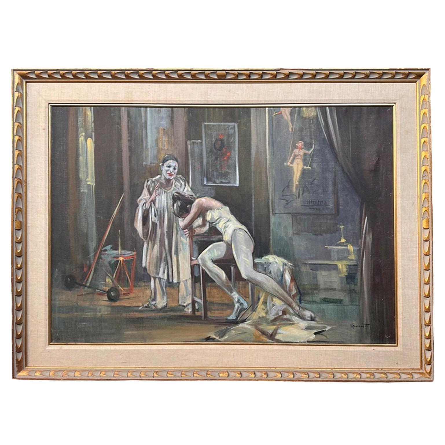 Vintage Italian Painting by Giordano Giovanetti, c. 1950's For Sale