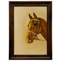 Vintage Italian Painting with Bay Horse