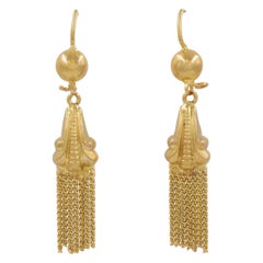 Vintage Italian Pair of 18-Karat Yellow Gold Dangle Tassel Earrings