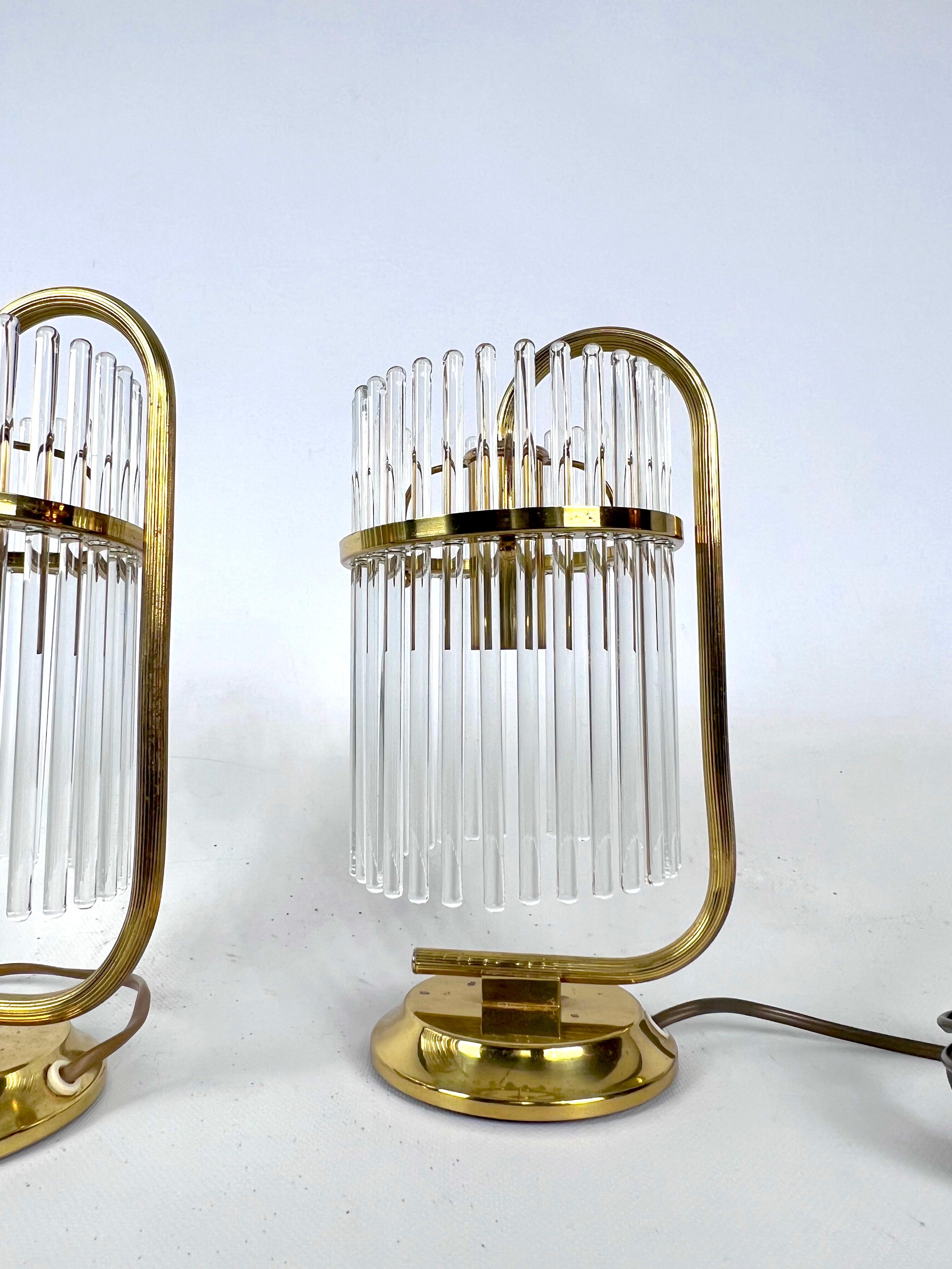 Vintage Italian Pair of Signed Brass Table Lamps by Sciolari, Italy, 1970s For Sale 6