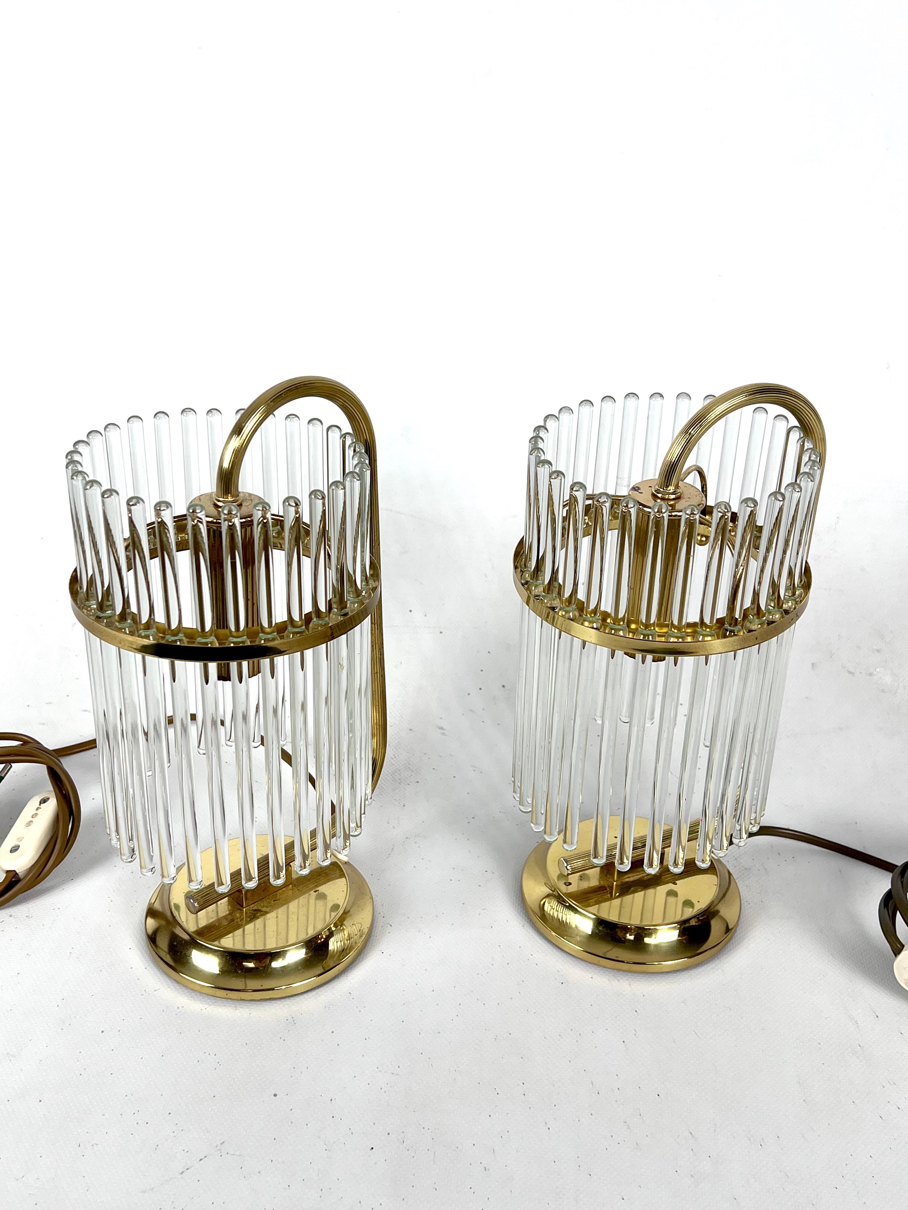 Vintage Italian Pair of Signed Brass Table Lamps by Sciolari, Italy, 1970s For Sale 1