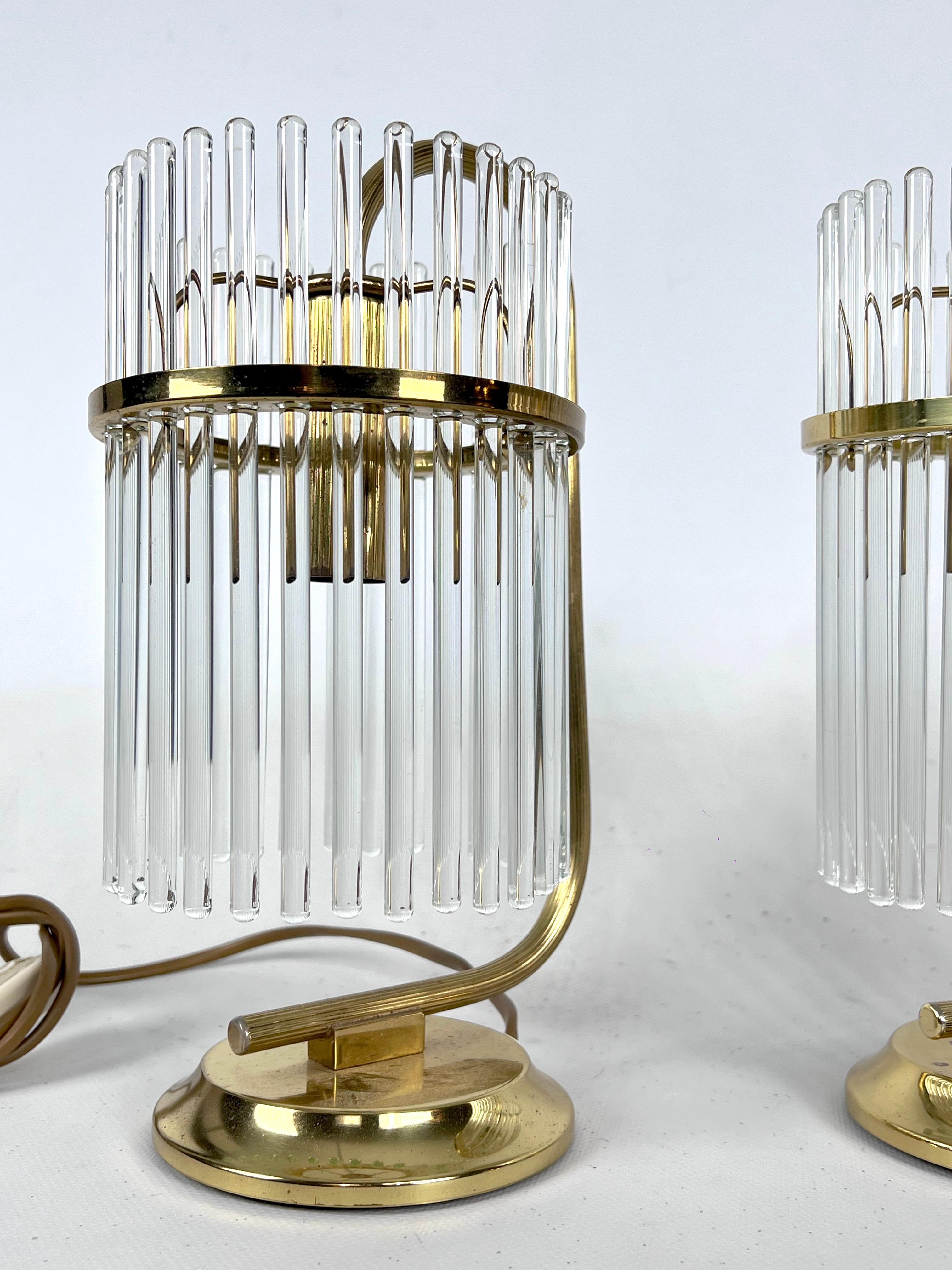 Vintage Italian Pair of Signed Brass Table Lamps by Sciolari, Italy, 1970s For Sale 3