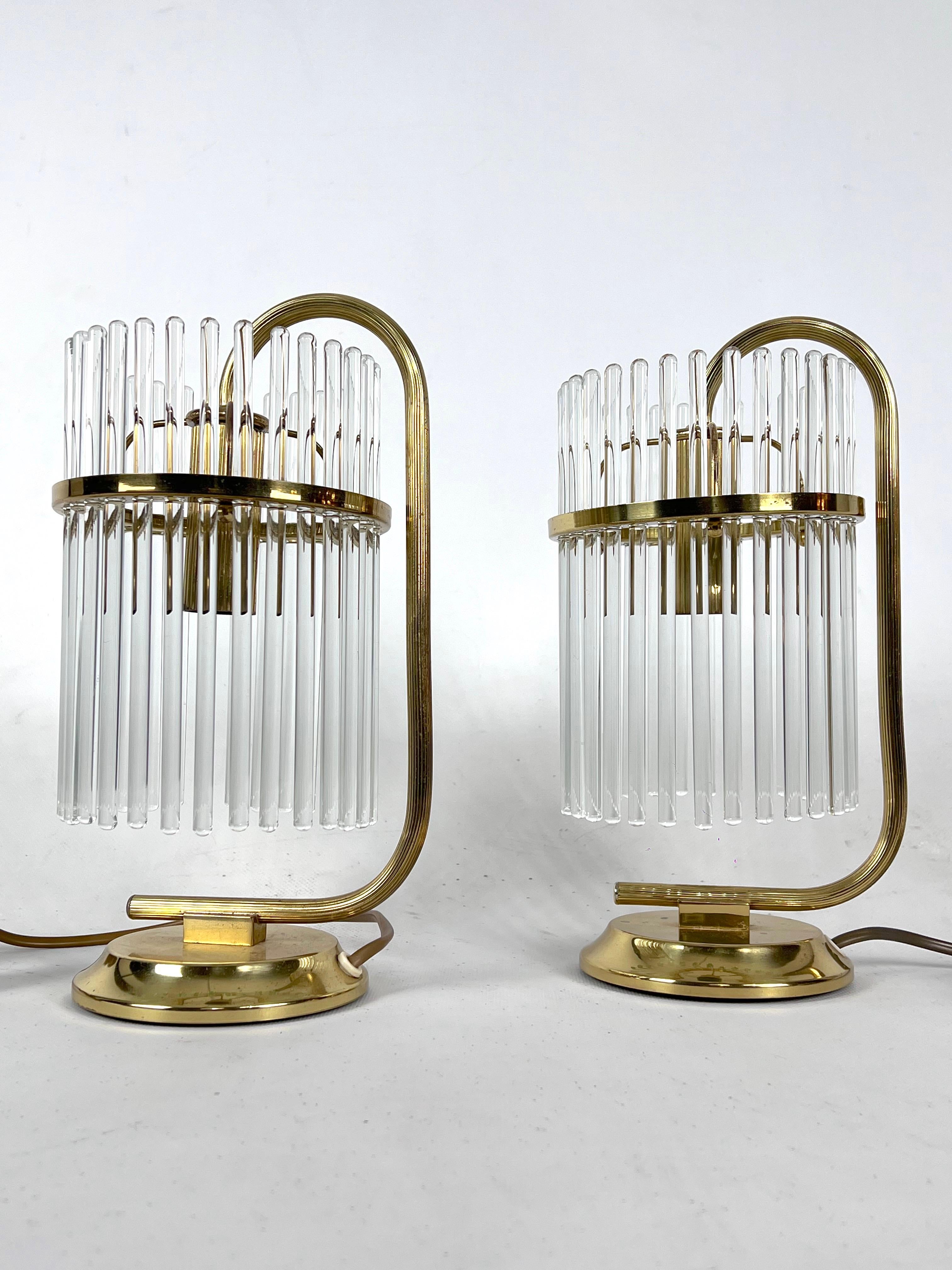 Vintage Italian Pair of Signed Brass Table Lamps by Sciolari, Italy, 1970s For Sale 4