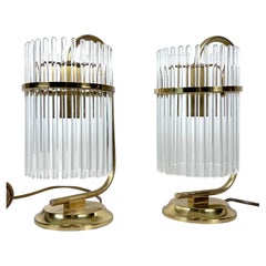 Vintage Italian Pair of Signed Brass Table Lamps by Sciolari, Italy, 1970s