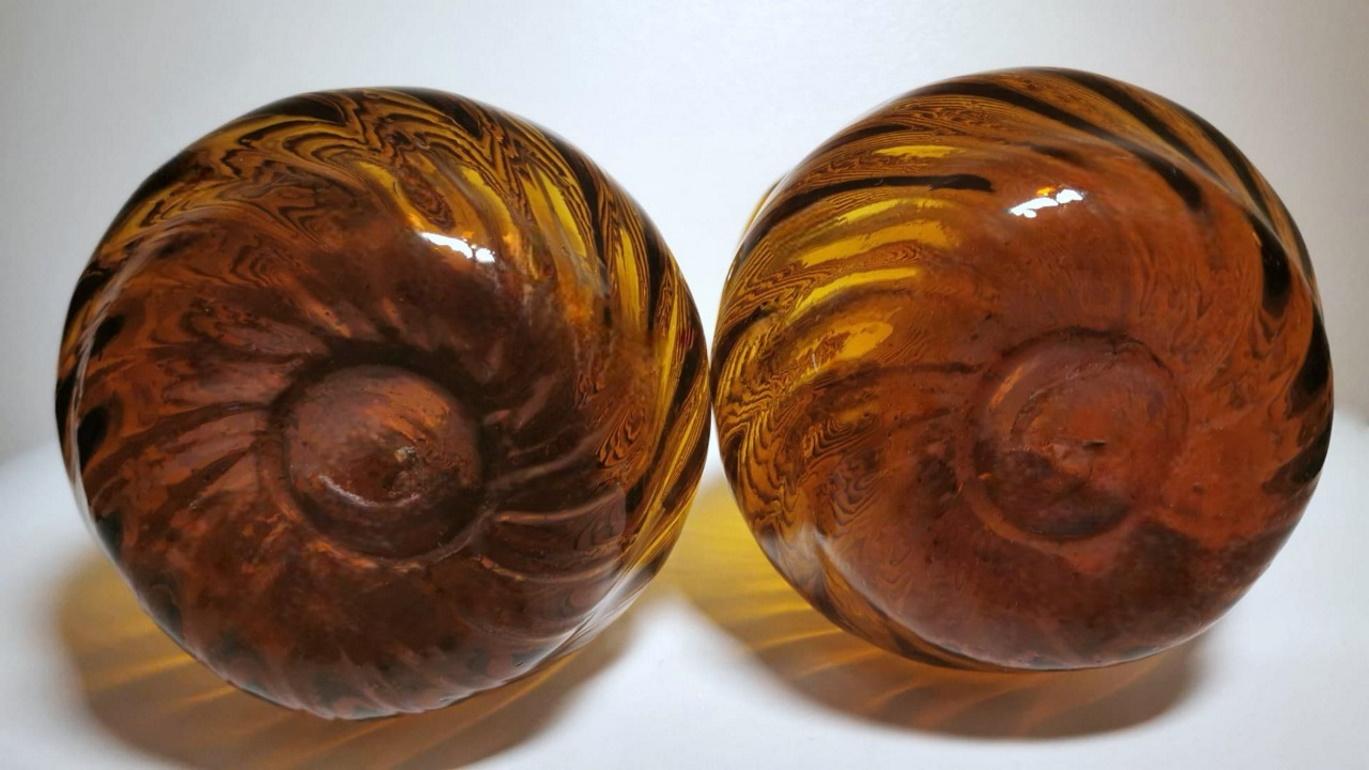 Vintage Italian Pair of Tuscan Blown Glass Vases 7