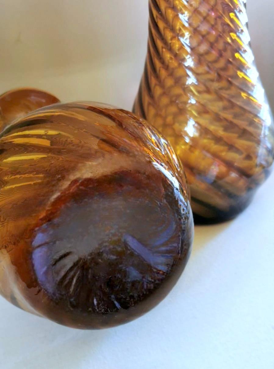 Vintage Italian Pair of Tuscan Blown Glass Vases 9
