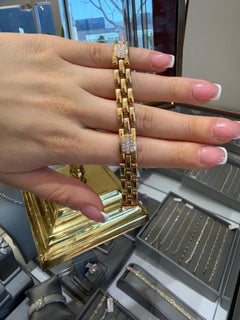 Vintage Italian Panther Link Bracelet 14K Yellow Gold Diamond Pavé Estate 1.00ct