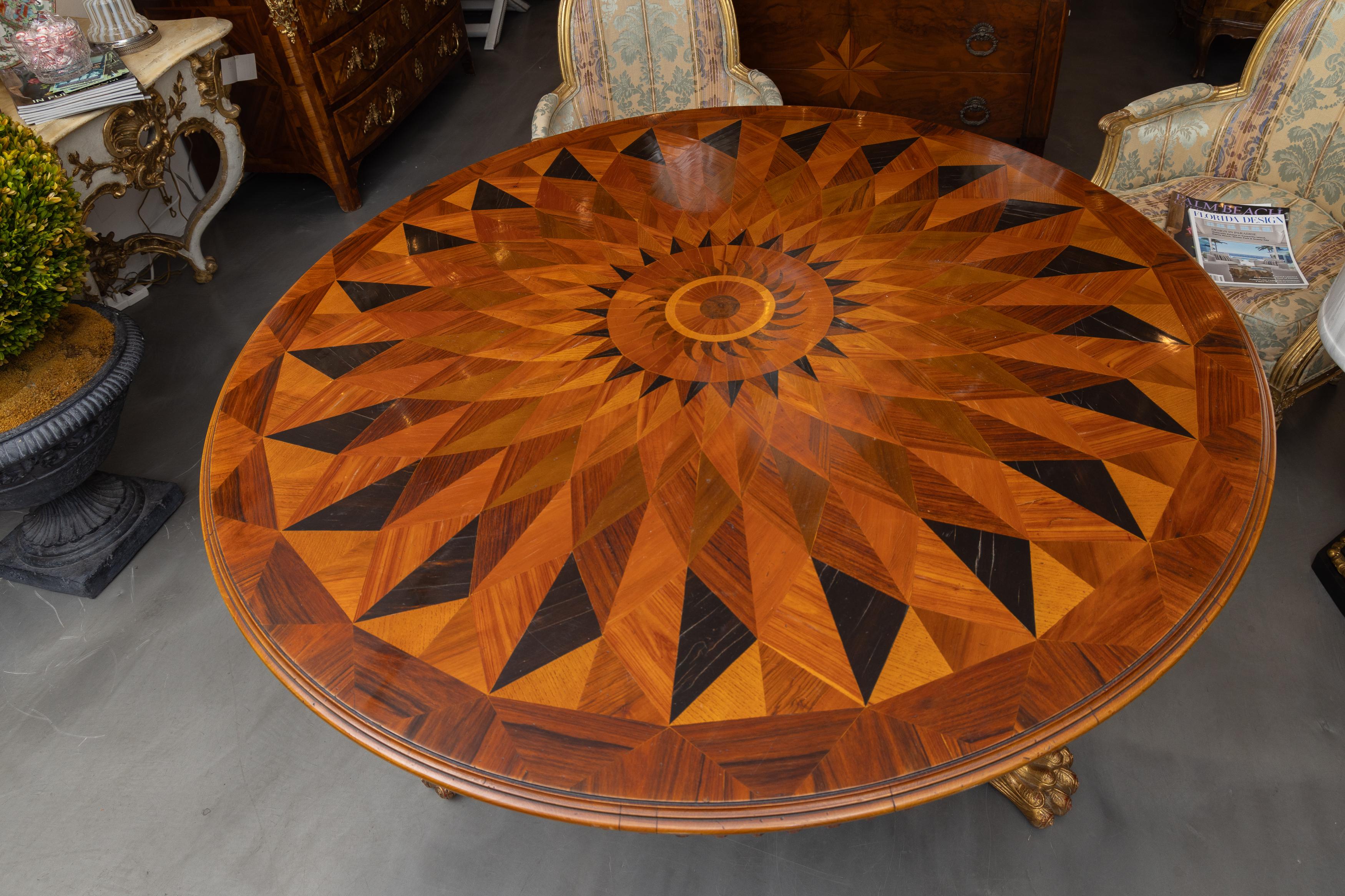 Mesa central de parquet italiano vintage finales del siglo XX en venta