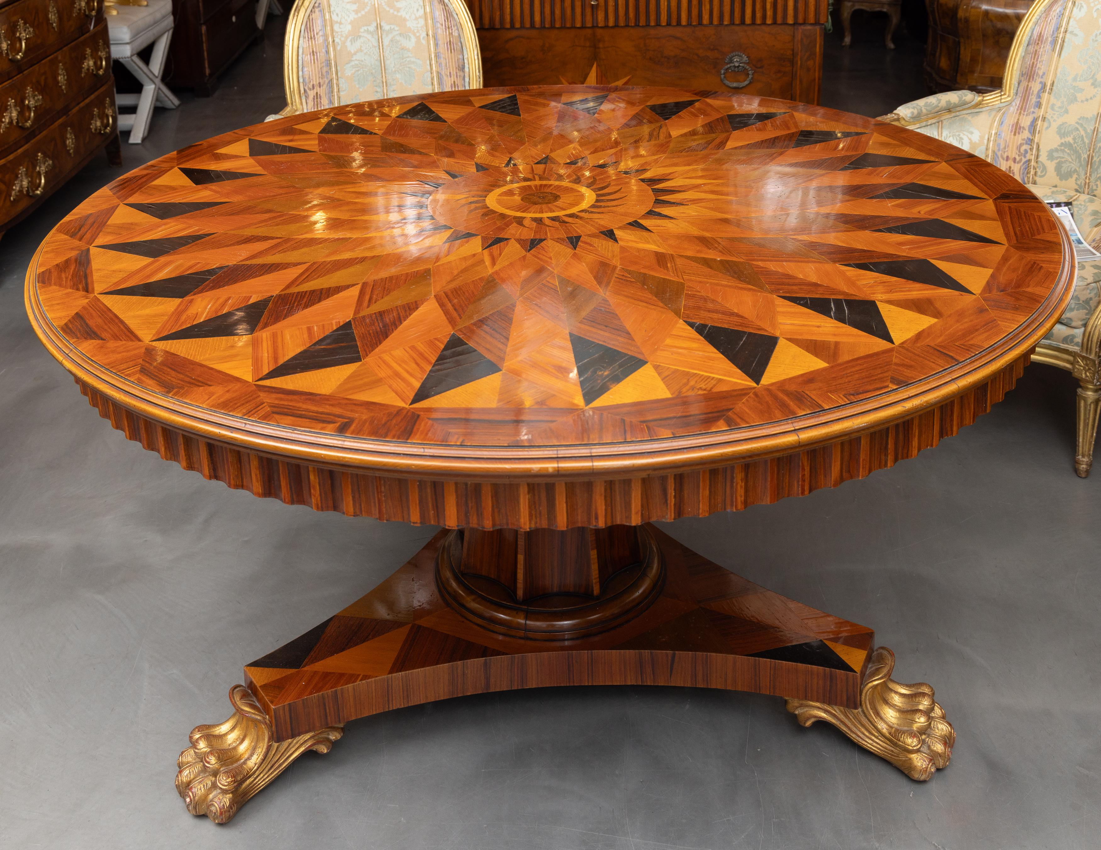 Mesa central de parquet italiano vintage Madera en venta