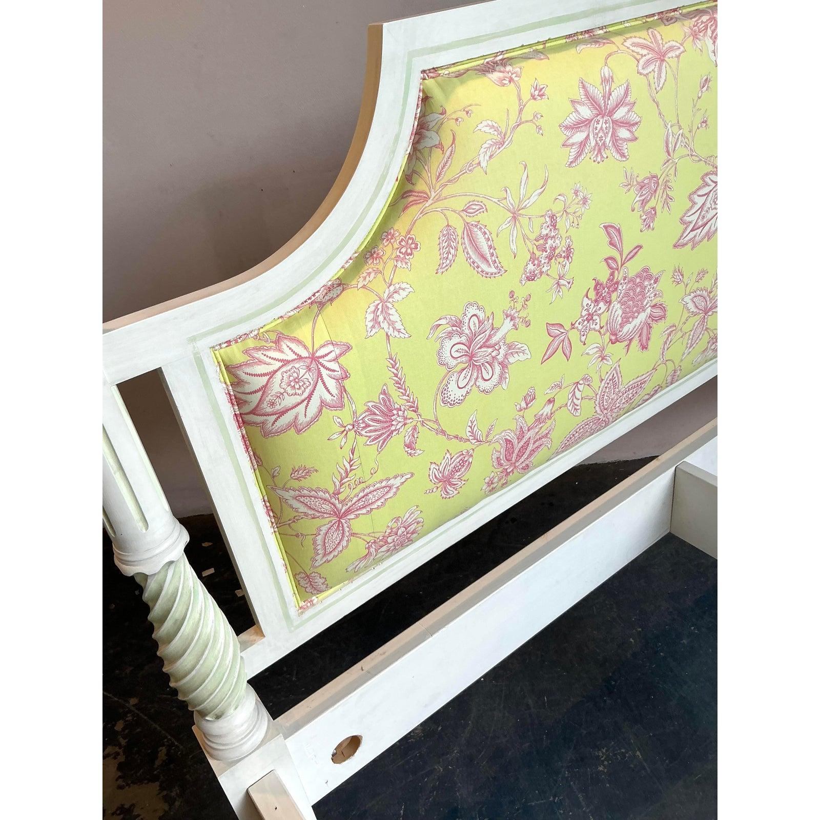 20th Century Vintage Italian Patina Turned Wood Poster Bed For Sale