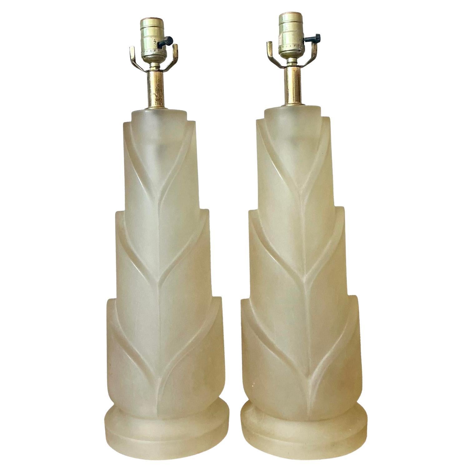 Vintage Italian Paulo Gucci Lámparas de Resina Esmerilada - Pareja en venta