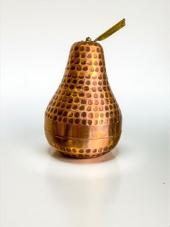 Boîte de coiffeuse vintage italienne en forme de poire avec couvercle, en cuivre, années 1970