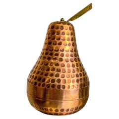 Boîte de coiffeuse vintage italienne en forme de poire avec couvercle, en cuivre, années 1970