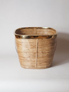 Fioriera d'epoca in ottone e canna da matita nello stile di  Crespi