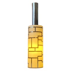 Vintage Italian Lamp Colgante de Cristal y Cromado, Años 80