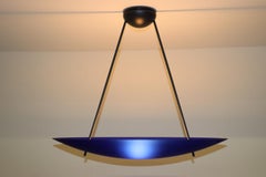 Vintage Italian Pendant Lamp Murano Cobalt Blue Glass Diffuser