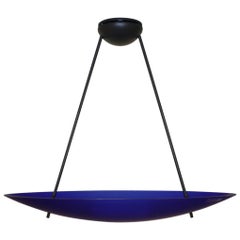 Antique Italian Pendant Lamp Murano Cobalt Blue Glass Diffuser