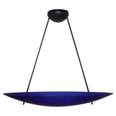 Vintage Italian Pendant Lamp Murano Cobalt Blue Glass Diffuser