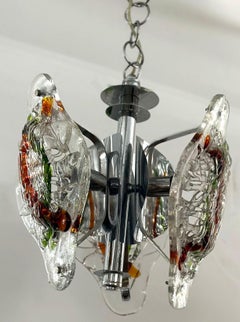 Lampe à suspension italienne vintage avec verre de Murano par Mazzega