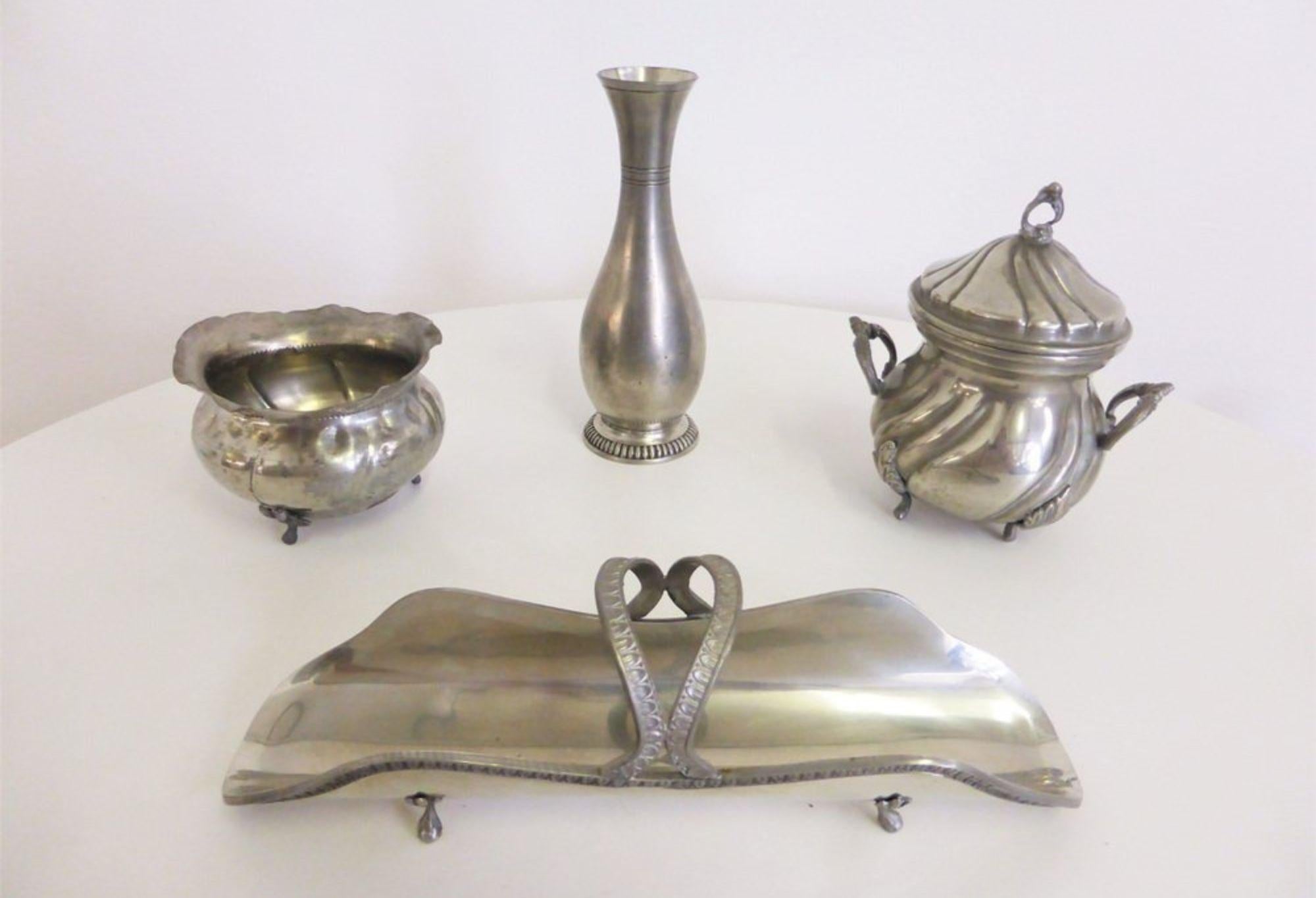 Vintage Italian Pewter Coffee Set, 1950s - Elegancia retro para su colección en venta 12