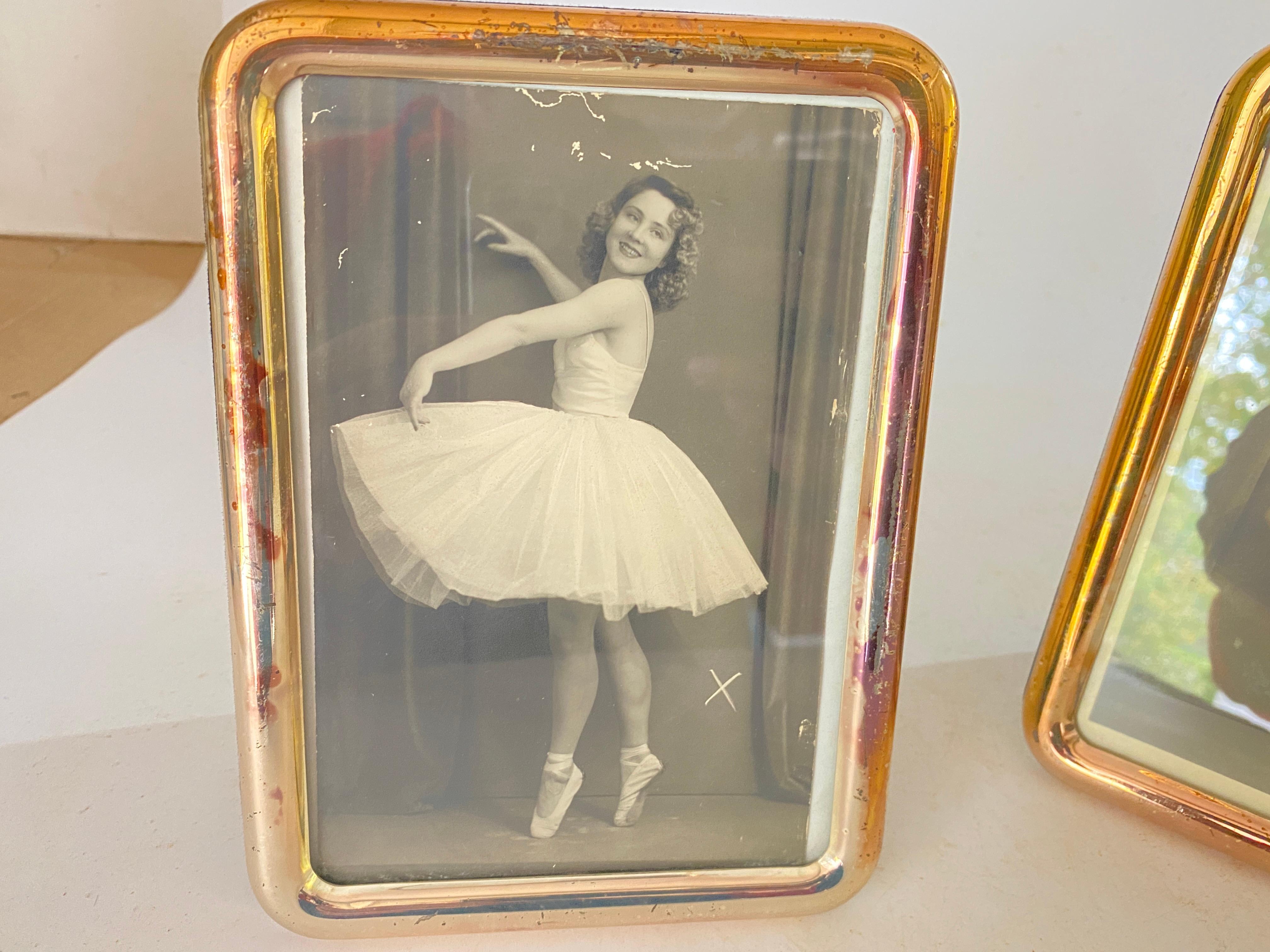 Gilt Vintage Italian Picture Frame 1950s pictures of  Set of 2 Photos of a dancer For Sale
