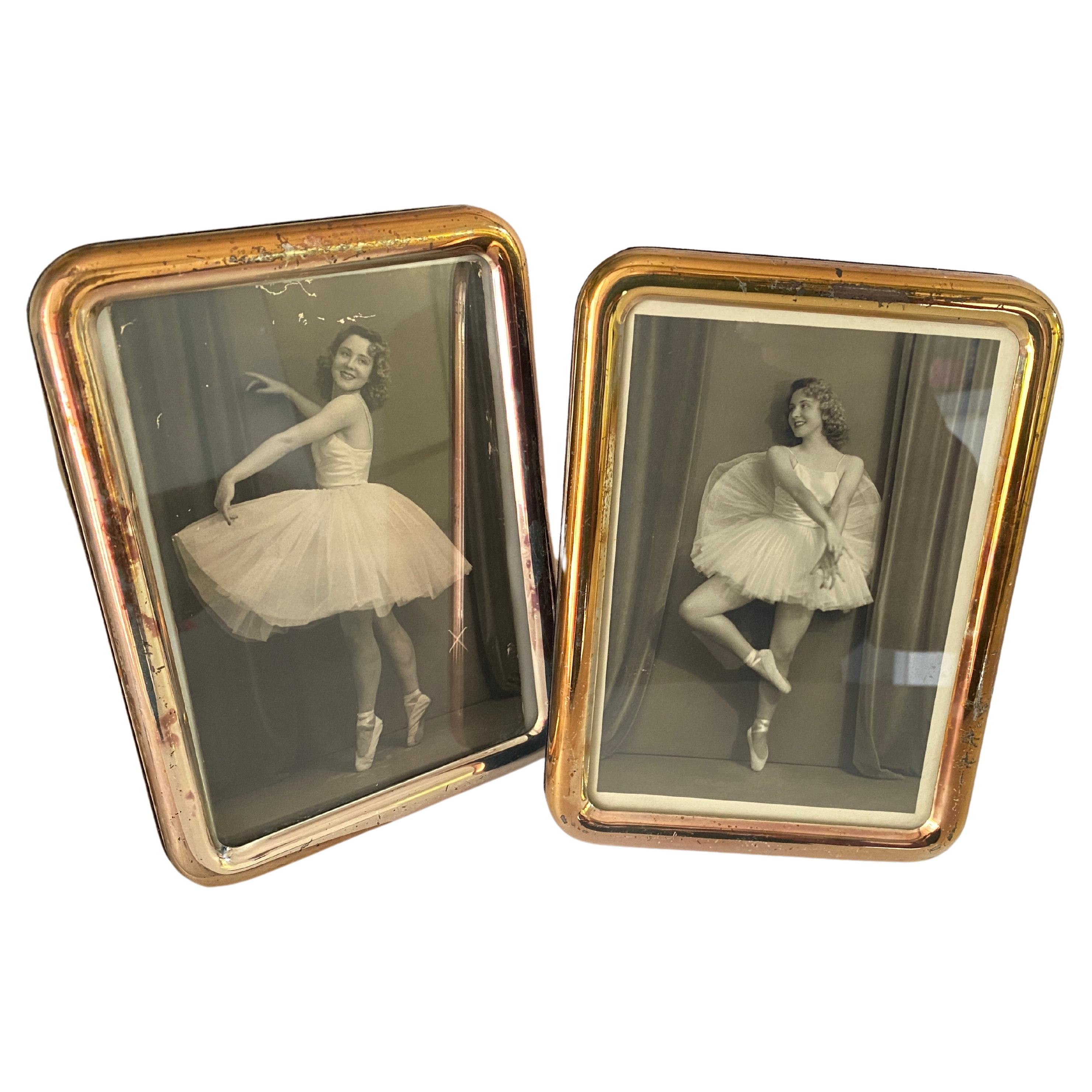 Vintage Italian Picture Frame 1950s pictures of  Set of 2 Photos of a dancer For Sale