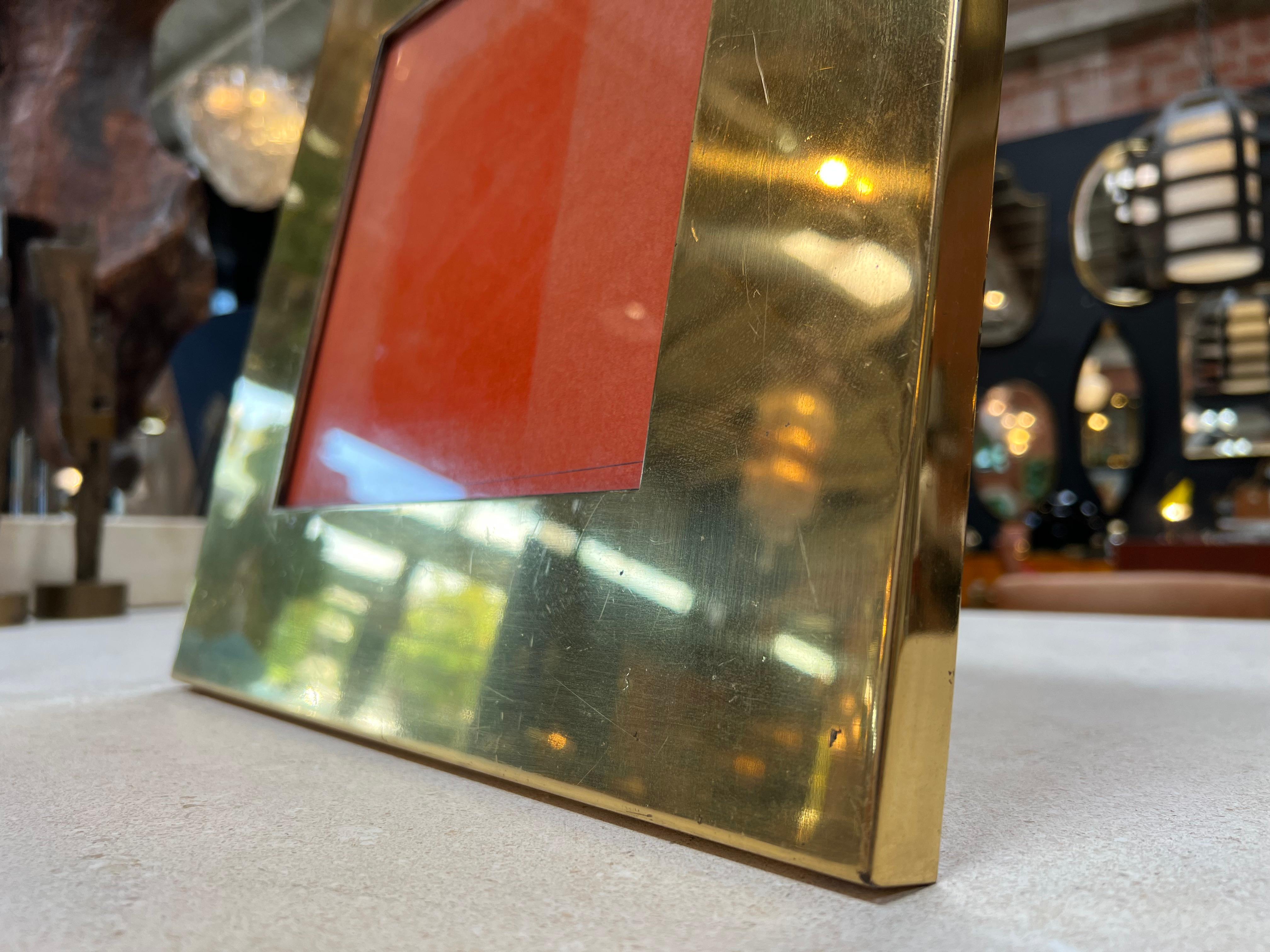 Fully brass Italian square picture frame made in Italy 1980s

