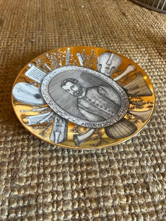 Vintage Italian Piero Fornasetti Grandi Maestri Gilt Portrait Porcelain Plate