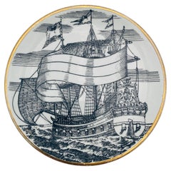 Vintage Italian Piero Fornasetti Milano Velieri Coaster 1960s