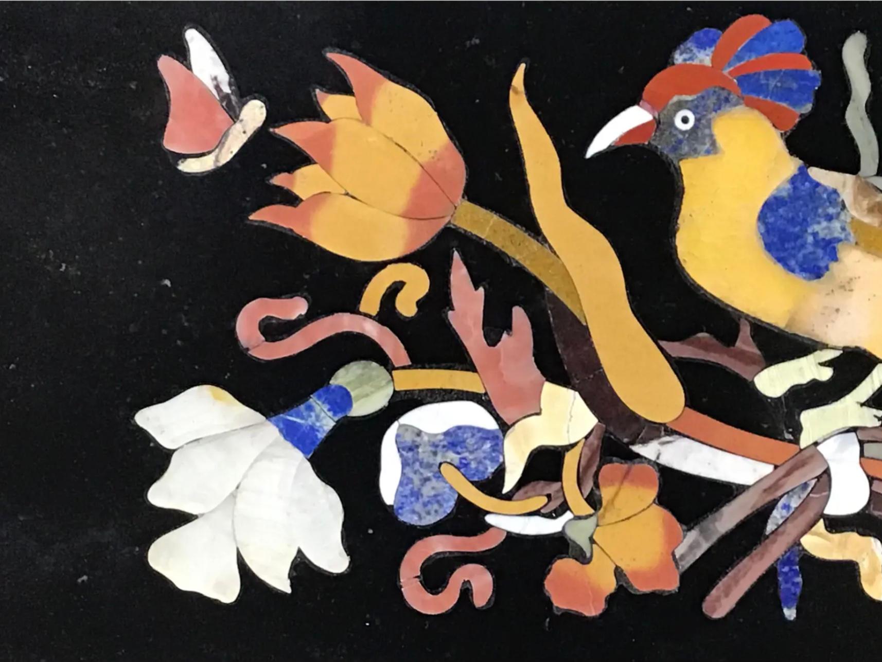 Vintage Italian Pietra Dura Bird Plaque 1