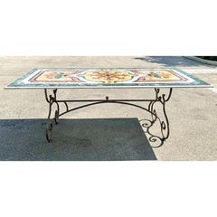 Vintage Italian Pietra Dura Inlay Marble Dining Table