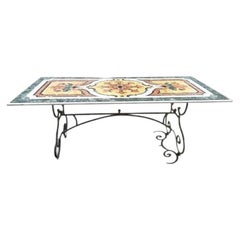 Vintage Italian Pietra Dura Inlay Marble Dining Table