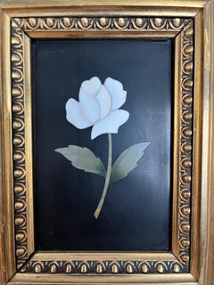 Vintage G. Ugolini Italian Pietra Dura Miniature Flower Botanical Gilt Frame