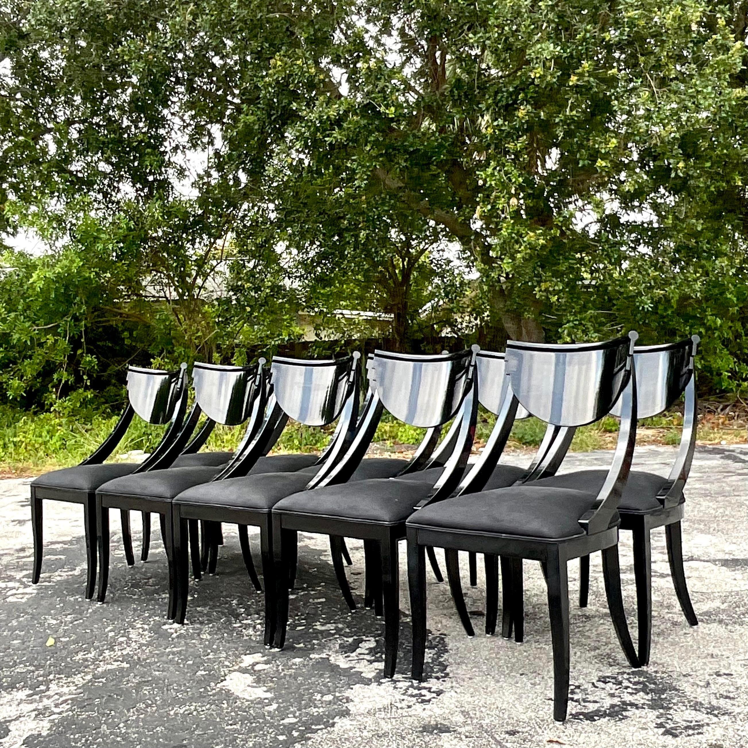 Mid-Century moderno Sedie Kilsmos laccate nere d'epoca Pietro Constantini - Set di 10 sedie in vendita