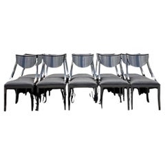 Retro Italian Pietro Constantini Black Lacquered Kilsmos Chairs - Set of 10