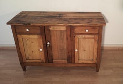 Vintage Italian Pine Sideboard  Rustic Media Console, 19th Century