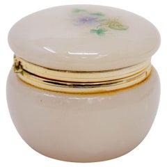 Boîte à pilules rondes italienne rose et or, 1970