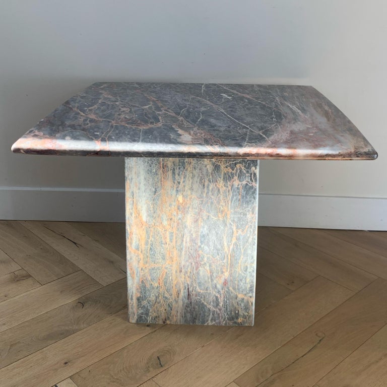 Vintage Italian Pink and Gray Marble Pedestal Accent Table, circa 1970s