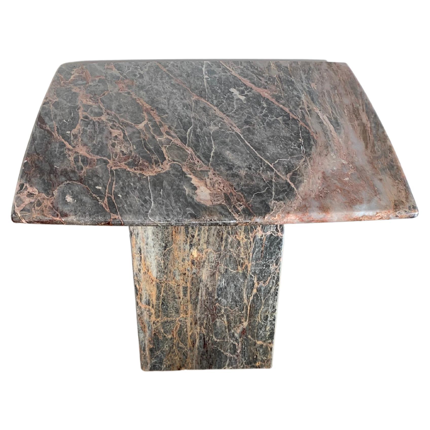 Vintage Italian Pink and Gray Marble Pedestal Accent Table, circa 1970s