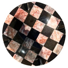 Vintage Italian Pink Checkered Marble Ashtray, C. 1970s
