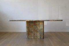 Vintage Italian Pink Marble Dining Table, 1980s