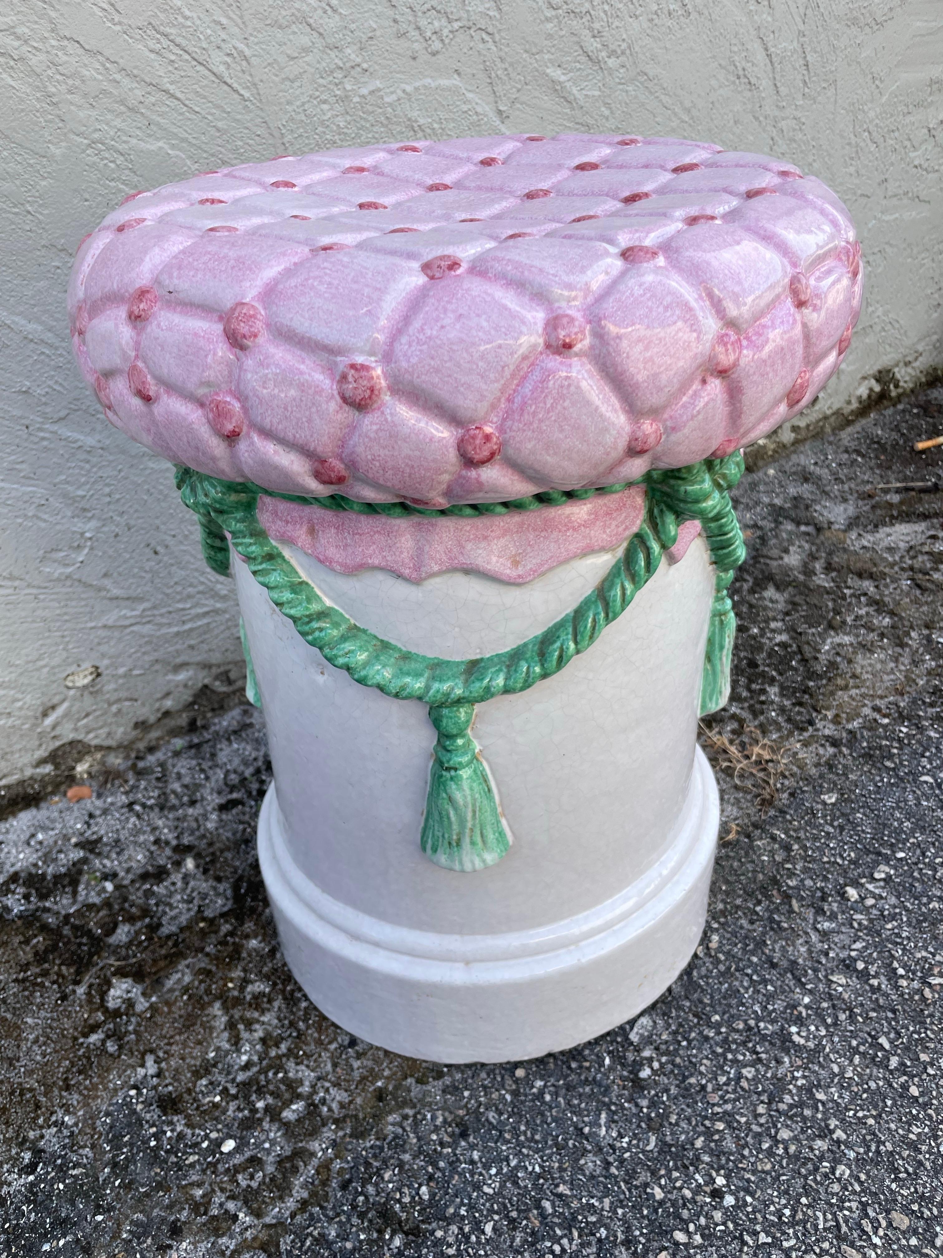 Italiano Sedile da giardino rosa vintage italiano con cuscino in vendita