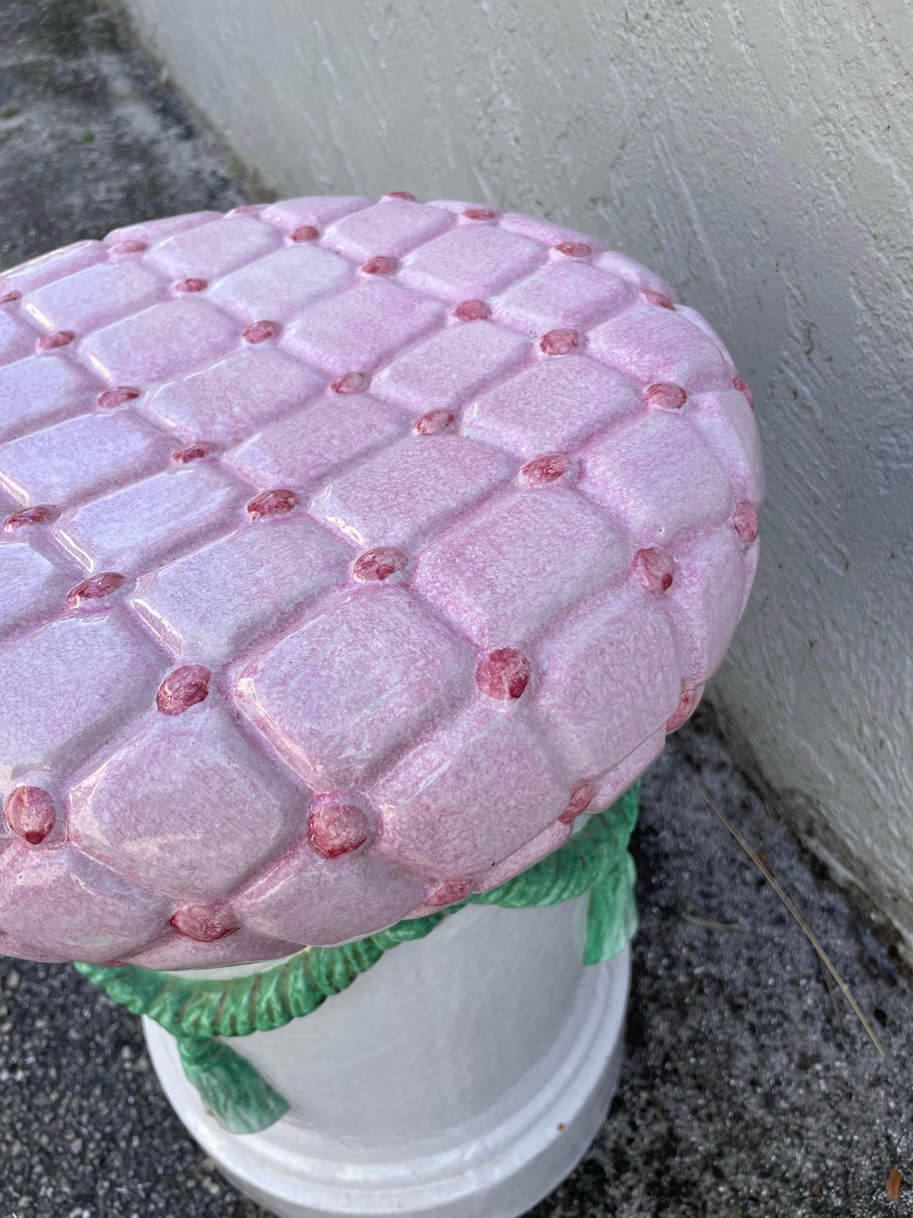 Sedile da giardino rosa vintage italiano con cuscino in vendita 1