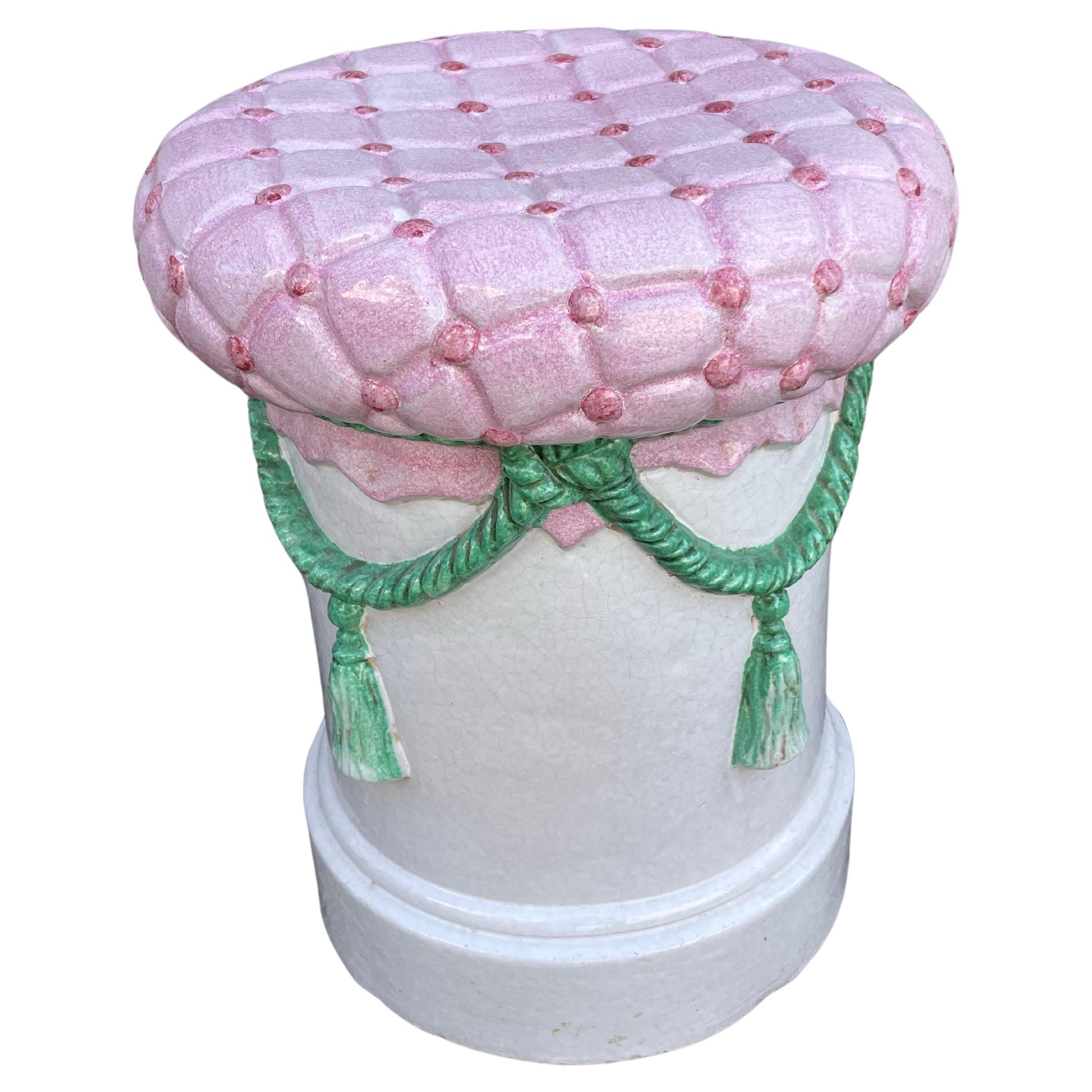 Vintage Italian Pink Pillow Top Garden Seat