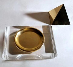 Vintage Italian Plexiglass and Brass Desk Set