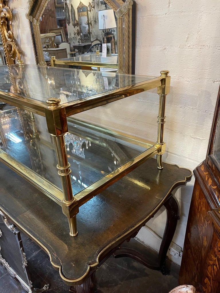 Vintage Italian Polished Brass 2-Tier Coffee Table at 1stDibs
