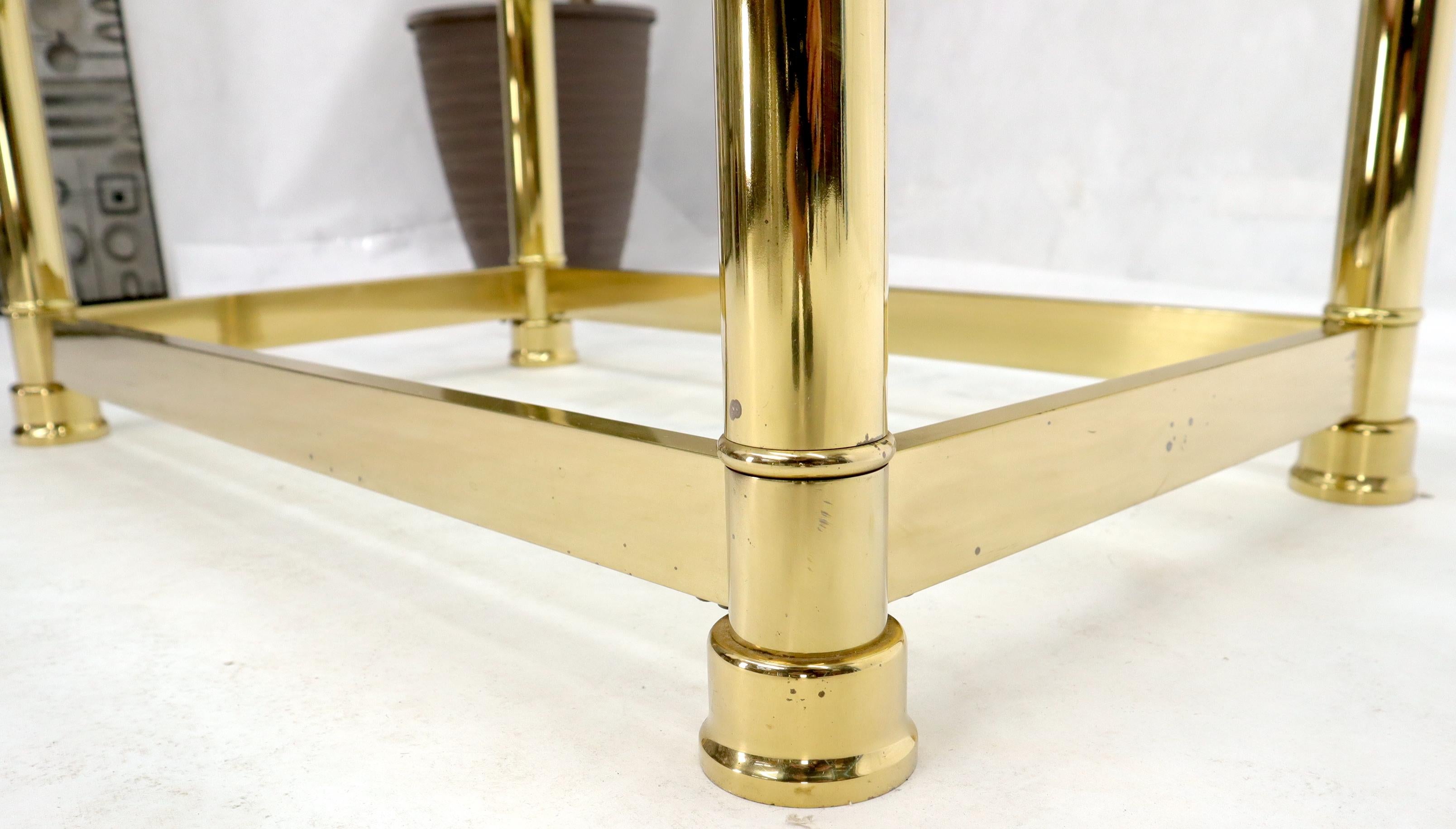 Vintage Italian Polished Brass Base Glass Top Coffee Table Rounded Scallop For Sale 2