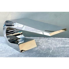 Scrivania d'epoca in cromo lucido Giancarlo Pretazzoli Onda-C.