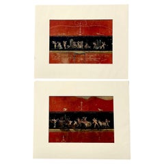 Vintage Italian Pompeii Fresco Original Prints - Set of 2
